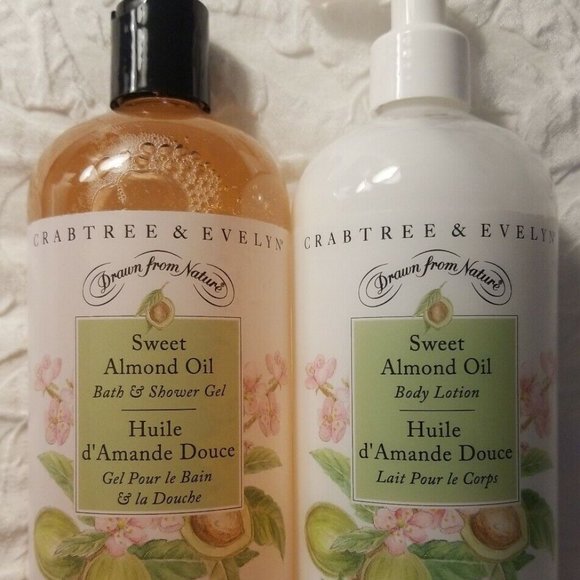 Crabtree & Evelyn Sweet Almond Oil Shower Gel Body Pump Lotion 16.9 oz